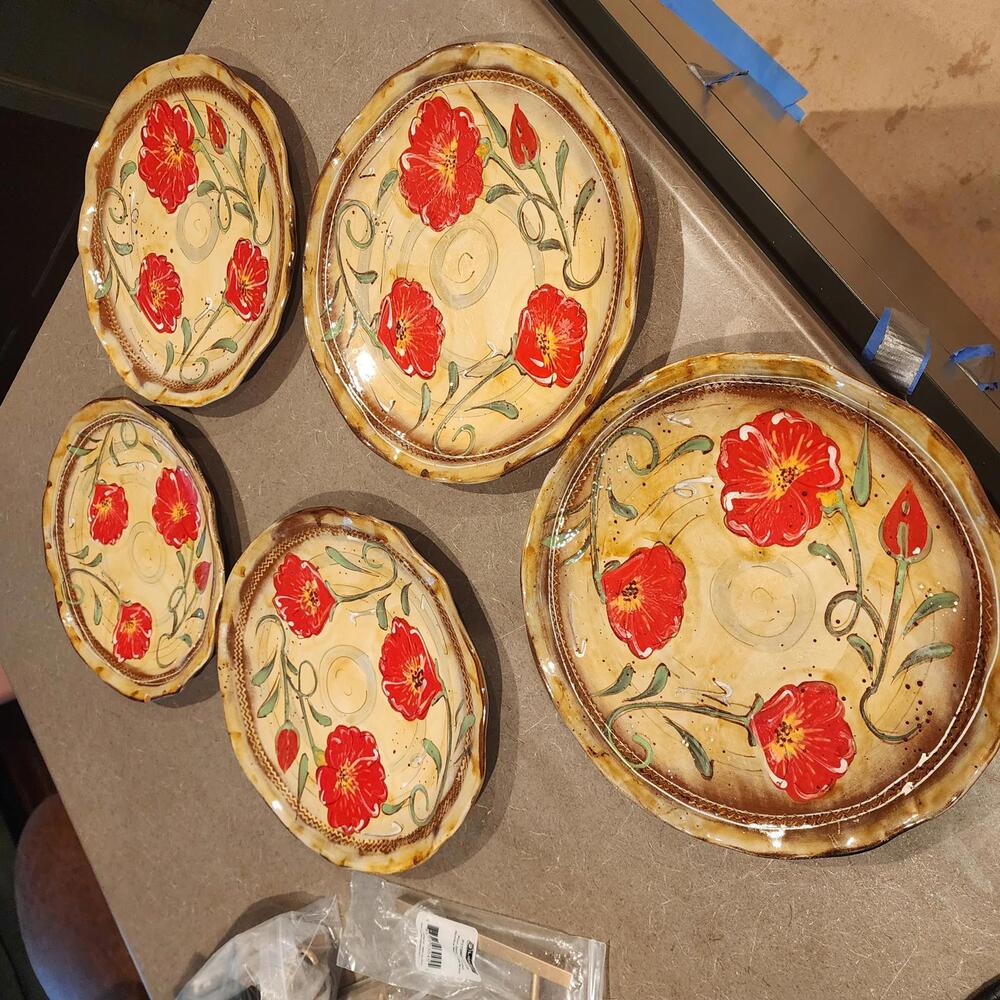 EUC set of 5 Dinner Plate 11" Fields of Provence by Ambiance no chips